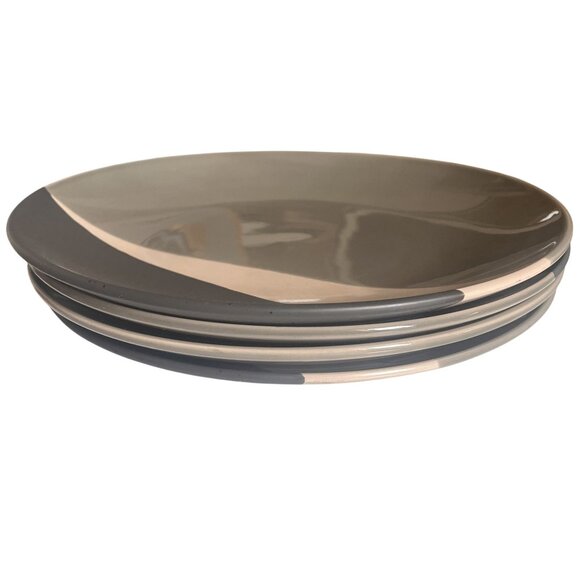 Baum Bros. Metro 4 Dinner Plates Modern Art Beige/Gray/Black Discontinued - Picture 3 of 4